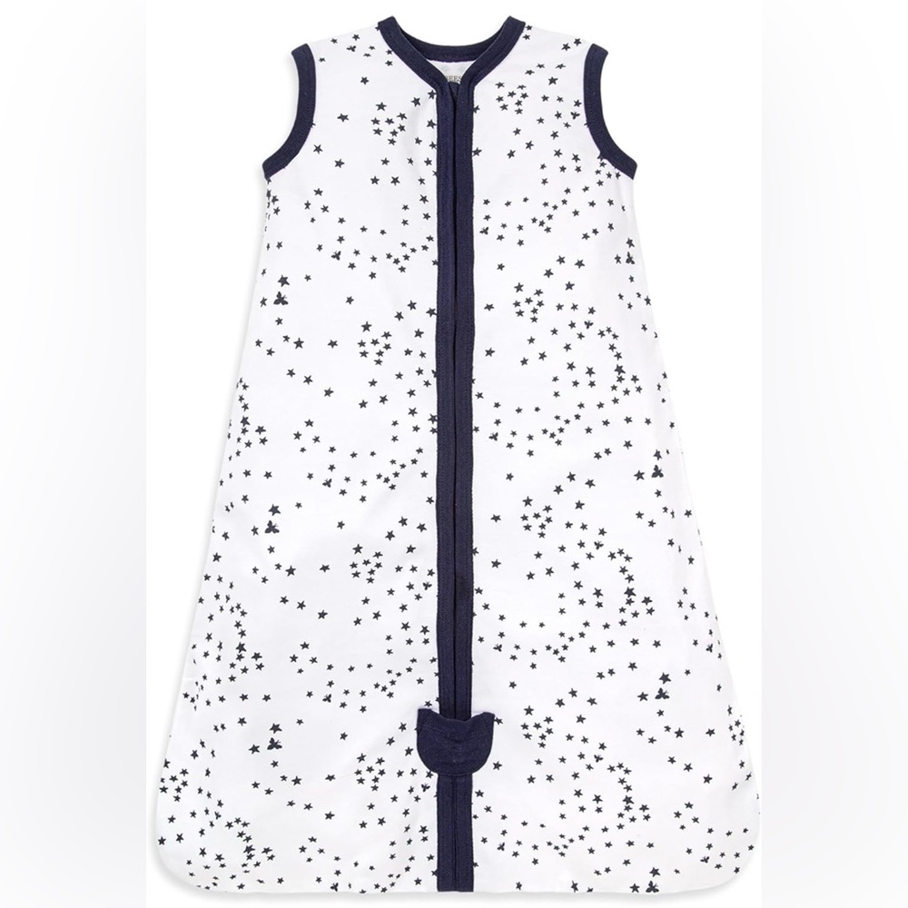 Burt's Bees Organic Cotton Wearable Blanket - White with Navy Stars 12-18 Months